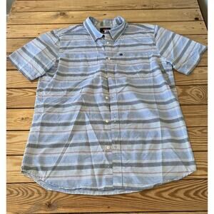 Quiksilver Stripe Button Up Shirt Size XL Men’s Blue Short Sleeve